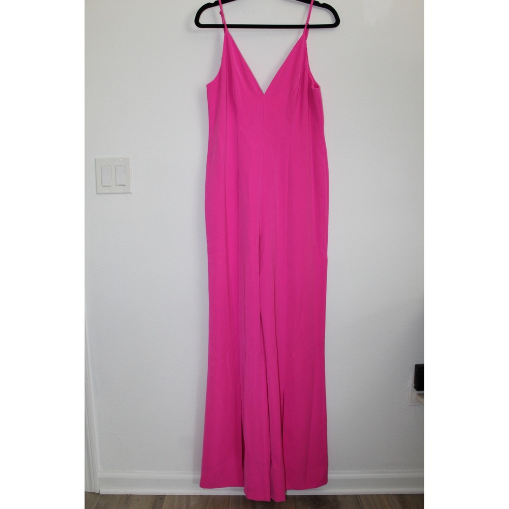 Lovers + Friends Hot Pink Wide Leg Jumpsuit V-Neck Spaghetti‎ Strap Side Slit M